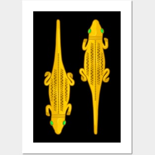 Colombian golden ancient lizzard figure Posters and Art